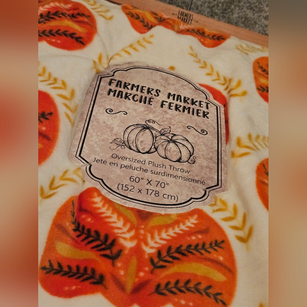 Pumpkin Print Blanket and Mug Set Oversized Throw 60x70 Nwts - Picture 4 of 4